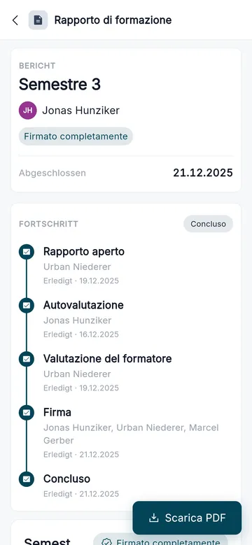 Verificare e firmare il rapporto di formazione da cellulare